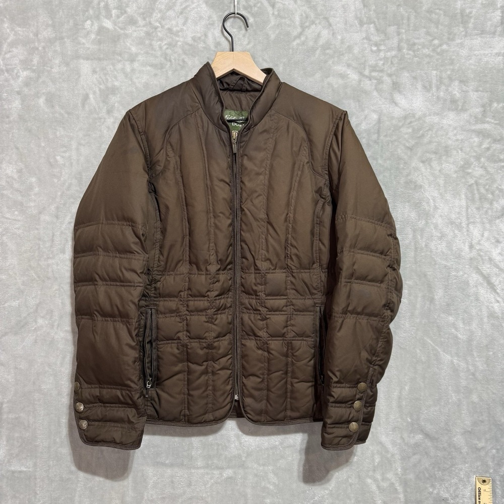 Eddie‎ Bauer Quilted Goose Down Jacket Women's Large Brown Patent Sportswear
